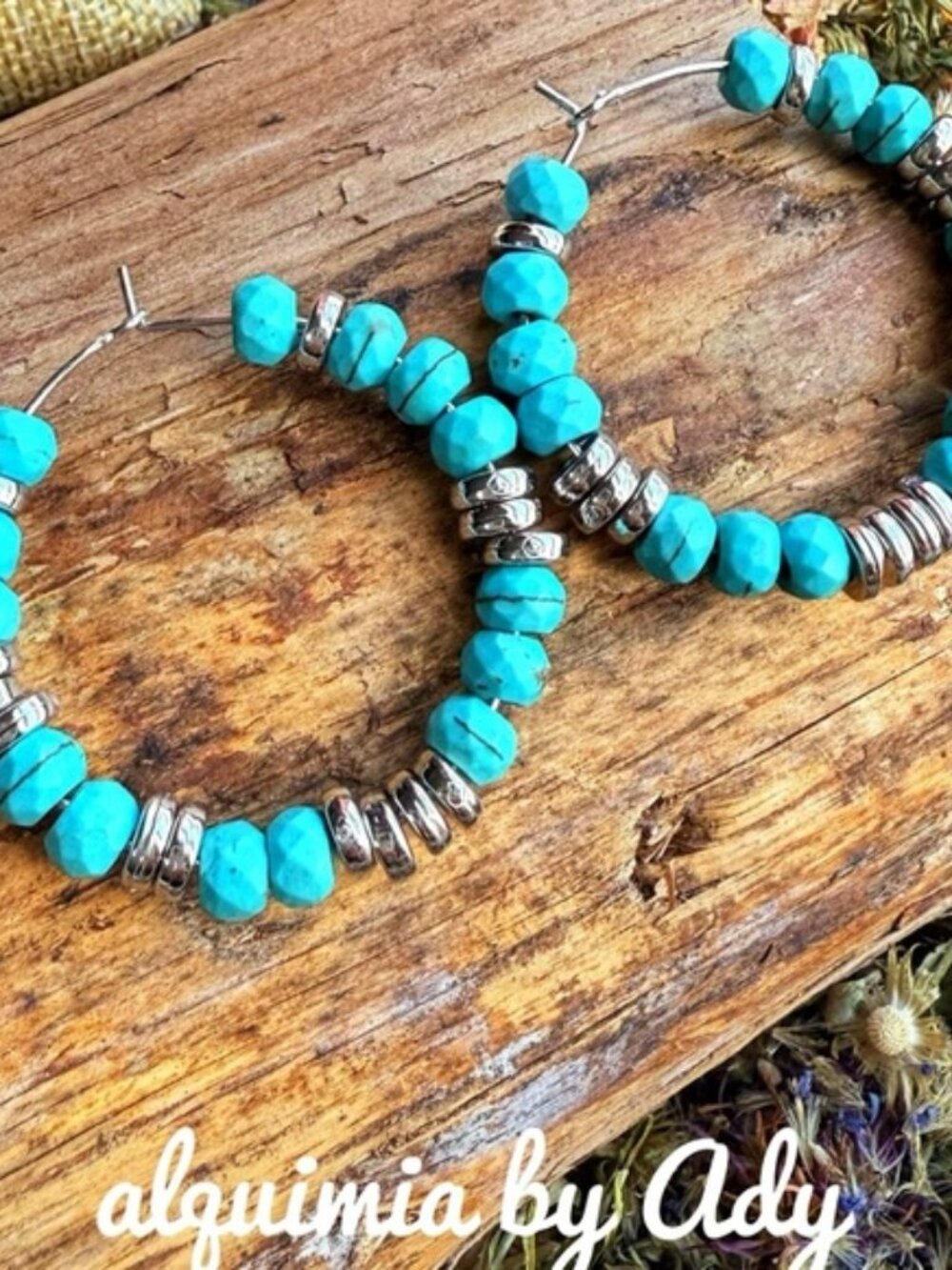 Turquoise statement hoops